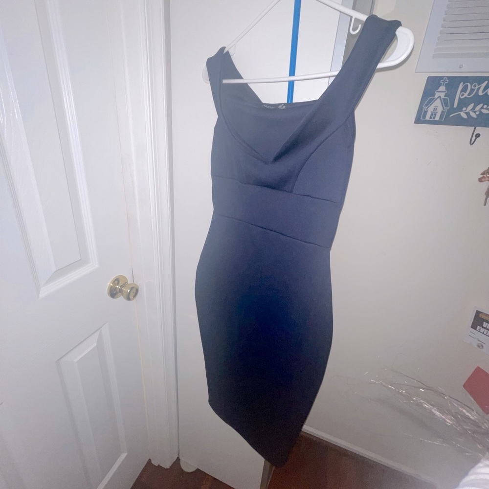 Navy Blue Off the Shoulder Dress